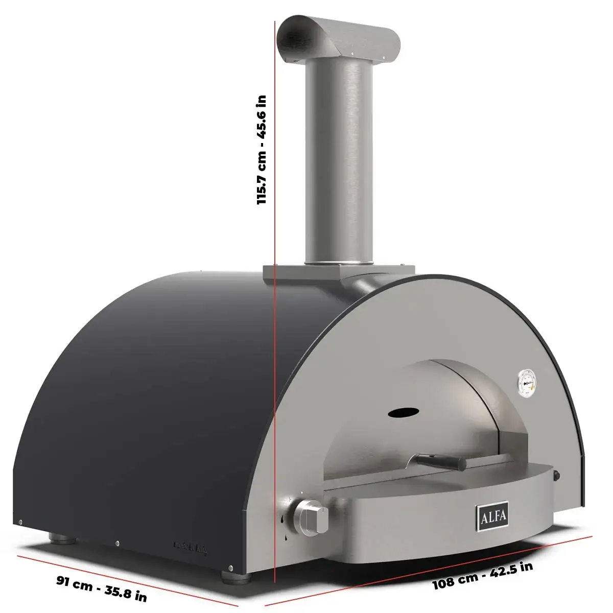 Alfa Classico 4 Pizze Gas Pizza Oven Ardesia Grey - Image 3