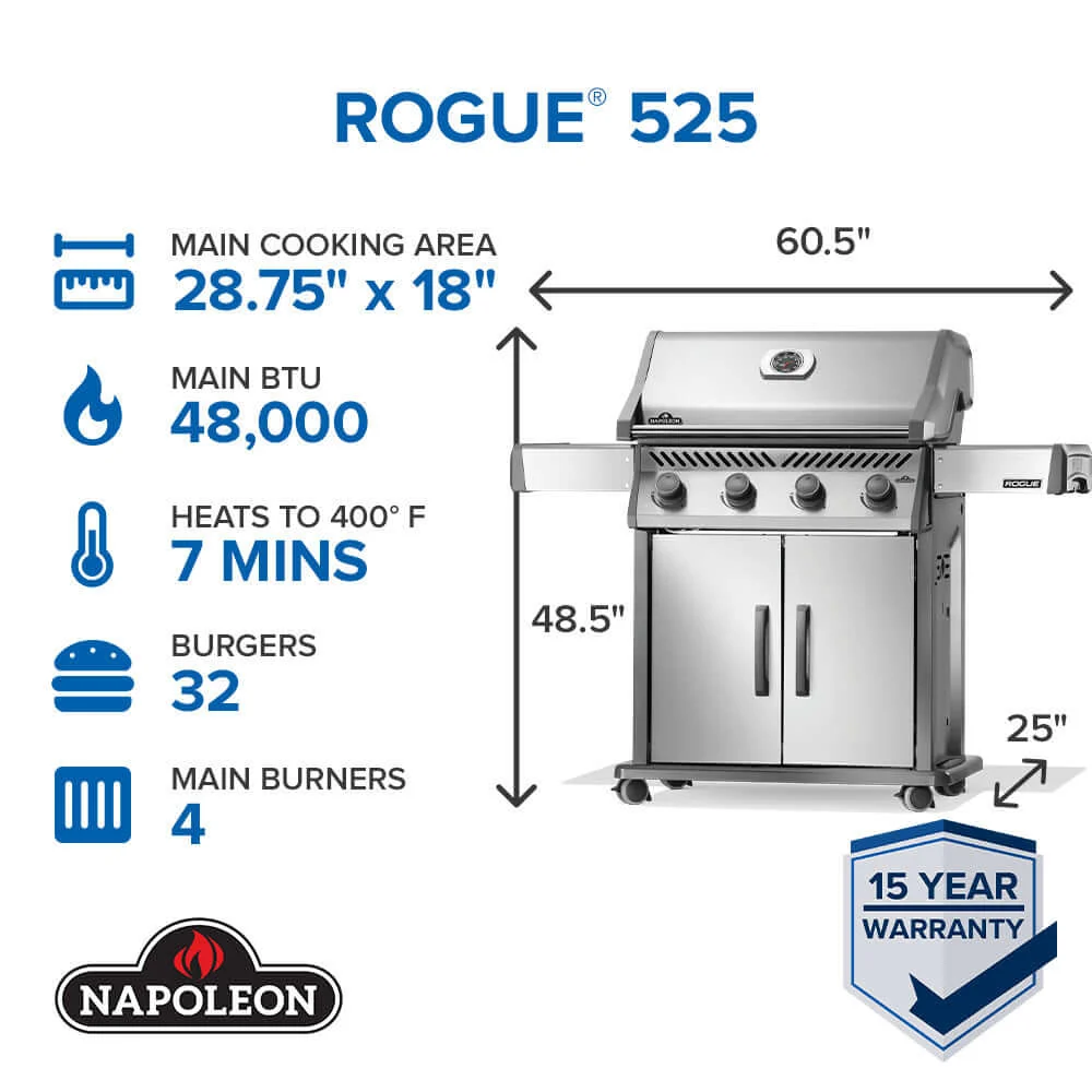 Napoleon Rogue® 525 Gas Grill (Stainless Steel) - Image 6