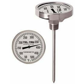 Tel-Tru UT-300 Thermometer, 3" aluminum dial, 6" stem